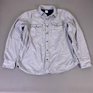 Gap Shacket Men's Size XL Gray Lined Flannel Shirt Jacket Long Sleeve‎ Lined